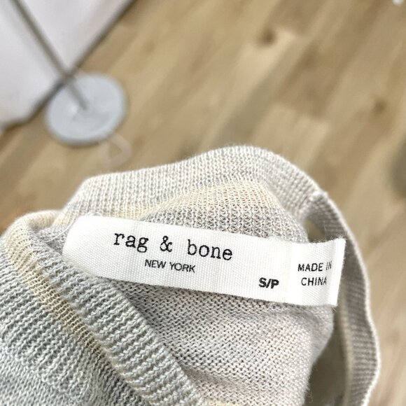 Rag & Bone Retro Lightweight Long Sleeve Pullover Sweater Gray Cream size Small - Picture 7 of 8